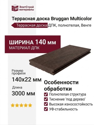 Террасная доска Bruggan Multicolor 140мм Венге