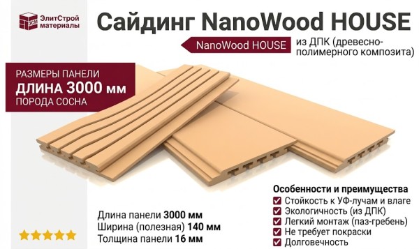 Сайдинг NanoWood HOUSE Порода Сосна