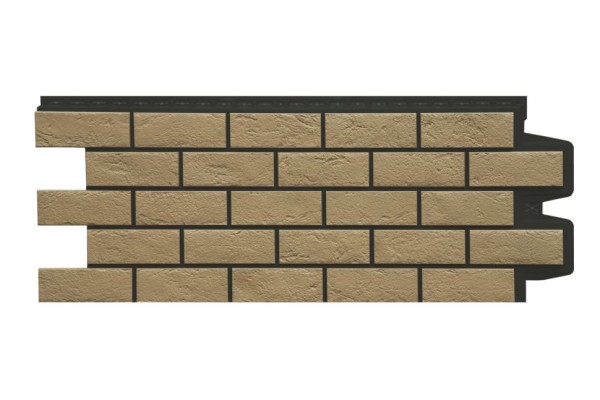 Фасадная панель Grand Line, Старинный кирпич Design Plus, Солома (Шов черного цвета)