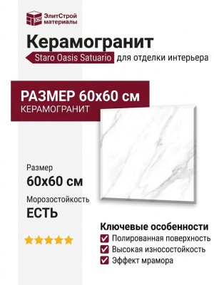 Staro Oasis Satuario Platina Polished 60x60 С0003688