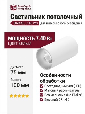Светильник потолочный BARREL 7.40 WS