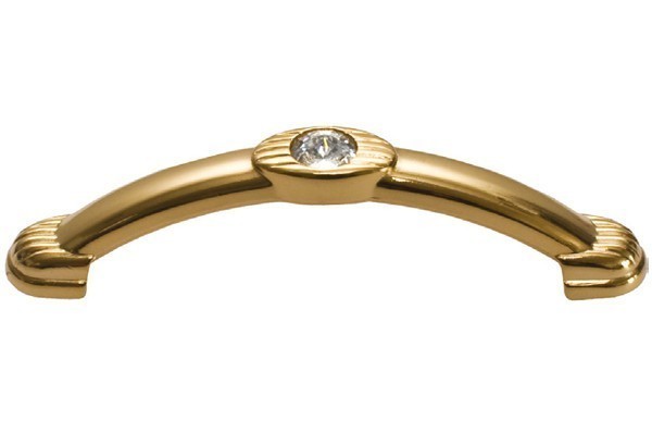 Ручка-скоба 9.1302.0096.14, материал Замак, отделка Золото Хрусталь, 110x17x29 мм