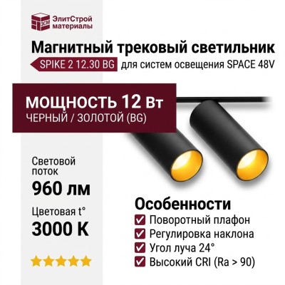 Магнитный трековый светильник SPIKE 2 12.30 BG