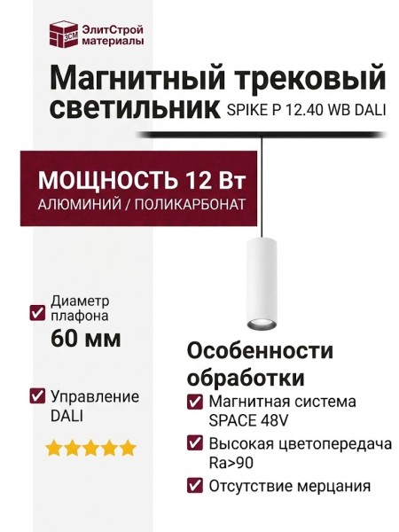 Магнитный трековый светильник SPIKE P 12.40 WB DALI
