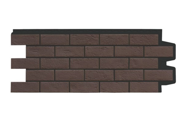 Фасадная панель Grand Line, Состаренный кирпич Design Plus, Цвет Каштан с черным швом.