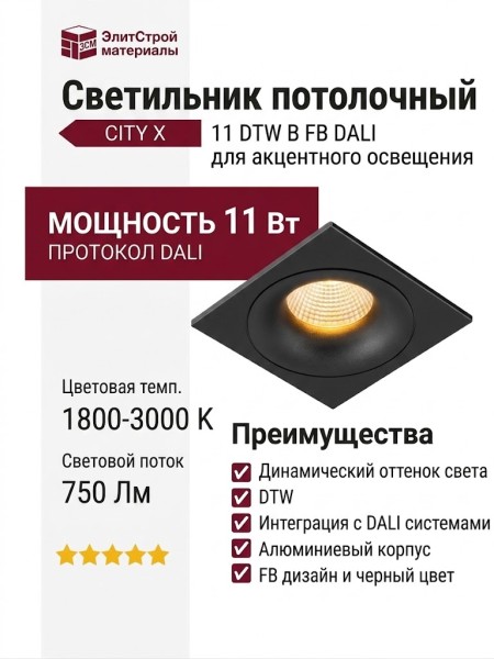 Светильник потолочный CITY X 11 DTW B FB DALI