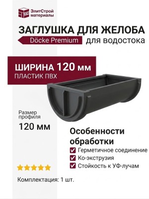Заглушка для желоба Docke Premium, цвет графит