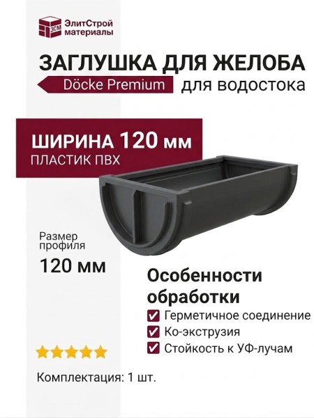 Заглушка для желоба Docke Premium, цвет графит