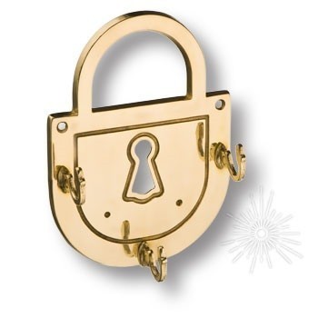 Крючок (ключница) ЗАМОК 00074, материал Латунь, отделка Латунь, 100*135 мм