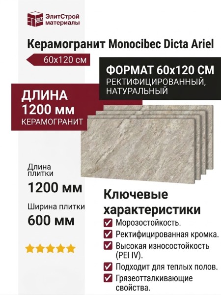 Monocibec Dicta Ariel Nat. Ret. 60x120 136583