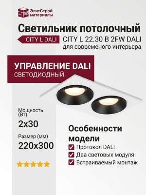 Светильник потолочный CITY L 22.30 B 2FW DALI