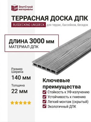 Террасная доска ДПК RusDecking Unodeck Mogano - Серый