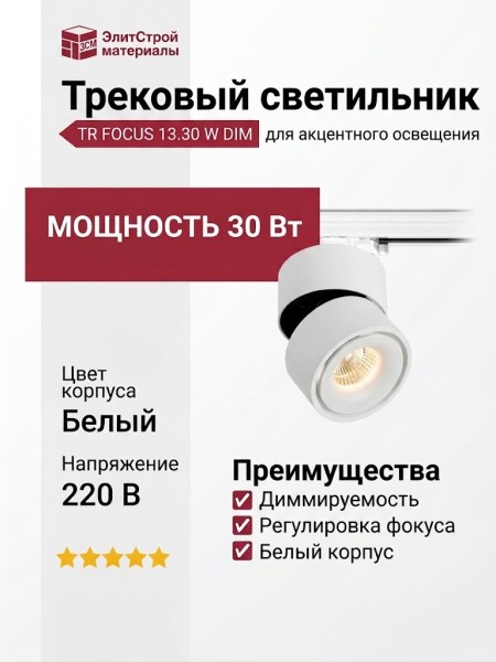 Трековый светильник 220 вольт TR FOCUS 13.30 W DIM