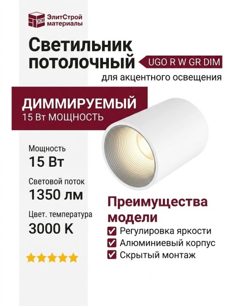 Светильник потолочный UGO R W GR DIM
