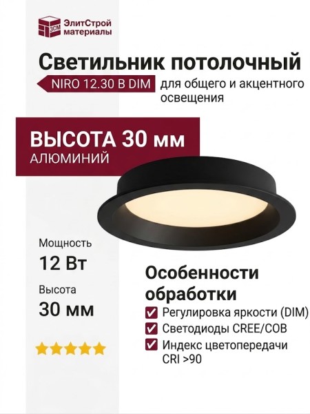 Светильник потолочный NIRO 12.30 B DIM