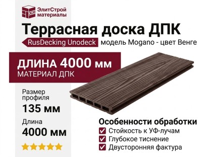 Террасная доска ДПК RusDecking Unodeck Mogano - Венге
