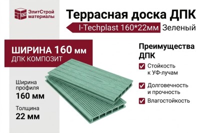 Террасная доска ДПК I-Techplast 160*22мм Зеленый