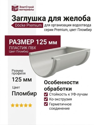 Заглушка для желоба Docke Premium, Пломбир
