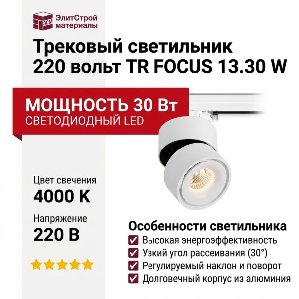 Трековый светильник 220 вольт TR FOCUS 13.30 W