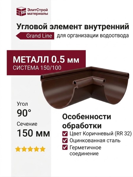 Внутренний угловой элемент 90° Grand Line, Коричневый (RR 32)