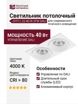 Светильник потолочный CITY L 22.40 W 2FW DALI