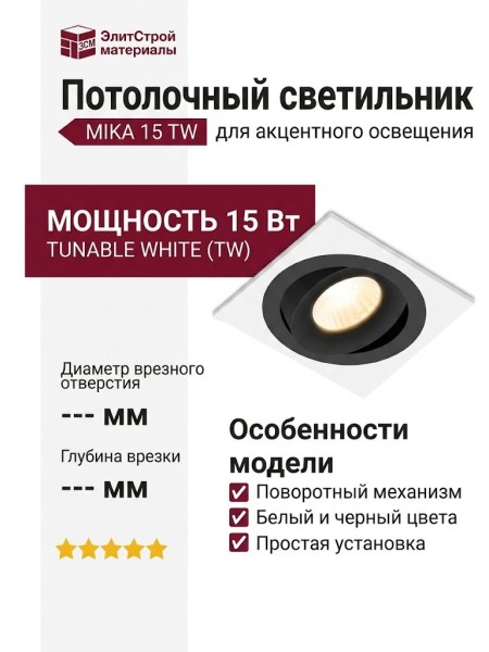 Светильник потолочный MIKA 15 TW B FW