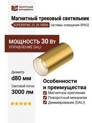 Магнитный трековый светильник SUPERSPIKE 25.30 PBRW DALI