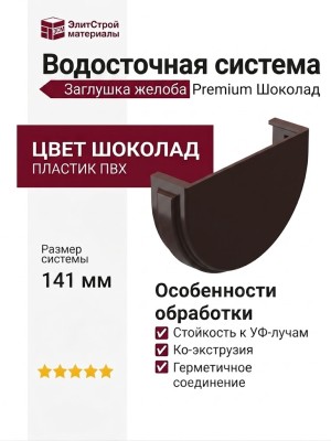 Заглушка желоба Docke Premium в цвете Шоколад