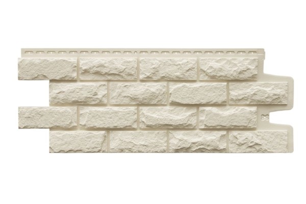 Фасадные панели Grand Line, Колотый камень Classic, Молочный цвет.