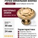 Ручка кнопка 15.352.01.19, материал Замак, отделка Золото, 24*d=30 мм