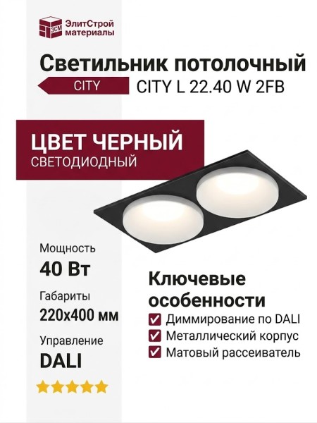 Светильник потолочный CITY L 22.40 W 2FB DALI
