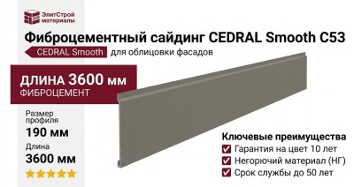 Фиброцементный сайдинг CEDRAL Smooth С53