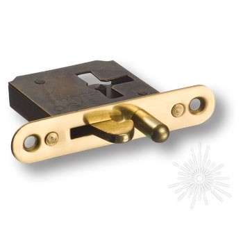 Замок врезной 14.06.064-0, материал Сталь Сталь, отделка Латунь, 38*9*36, до оси 20 мм, накладка 13*80 мм