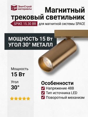 Магнитный трековый светильник SPIKE 15.30 BR