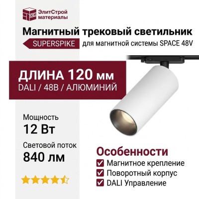 Магнитный трековый светильник SUPERSPIKE 12.30 BW DALI