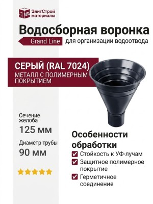 Водосборная воронка Grand Line, Серый (RAL 7024)