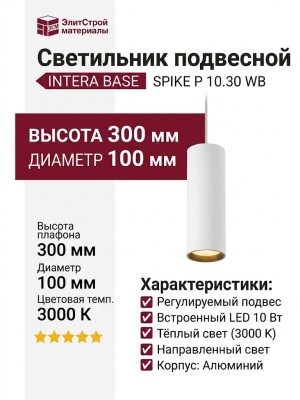 Светильник подвесной SPIKE P 10.30 WB + INTERA BASE