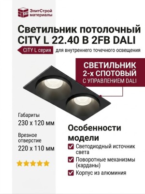 Светильник потолочный CITY L 22.40 B 2FB DALI