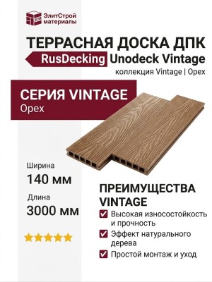Террасная доска ДПК RusDecking Unodeck Vintage - Орех