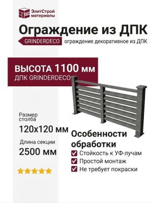 Декоративное ограждение из ДПК GRINDERDECO Босфор в цвете серый базальт.