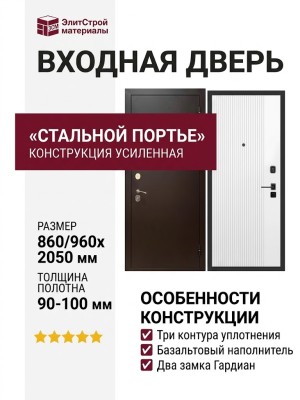Дверь входная «Стальной Портье», внутренняя панель НШ-9/2А( молочный софт)