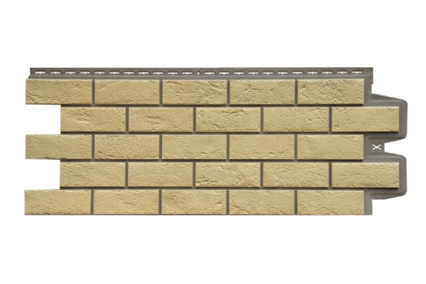 Фасадная панель Grand Line, Старинный кирпич Design Plus, Ваниль (Темно-бежевый шов)