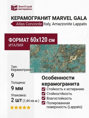 Atlas Concorde Italy Marvel Gala Amazzonite Lappato 60x120 AFXS