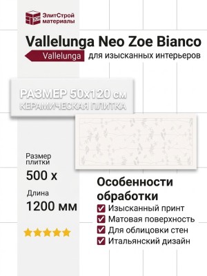 Vallelunga Neo Zoe Bianco 50x120 00NEO125DTSLR