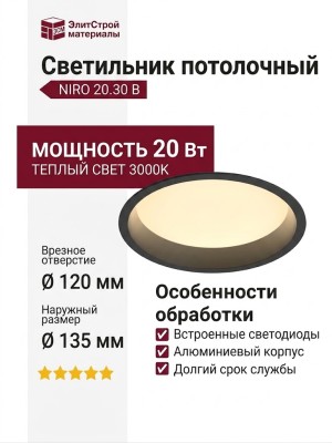 Светильник потолочный NIRO 20.30 B