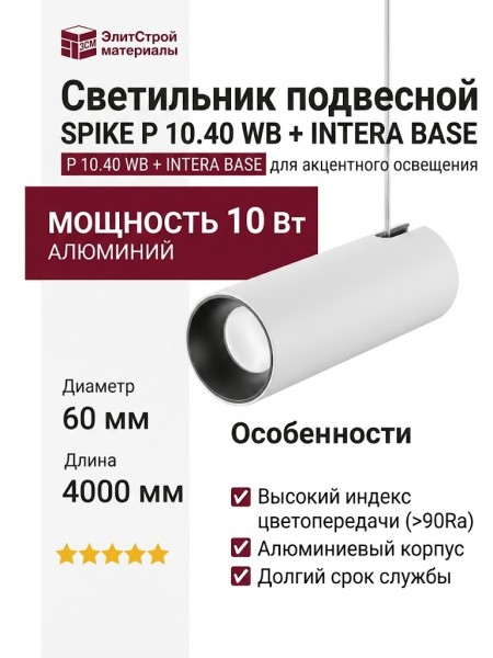 Светильник подвесной SPIKE P 10.40 WB + INTERA BASE