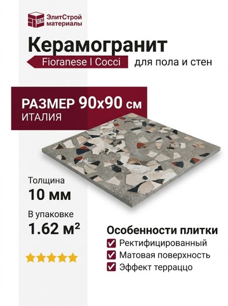 Fioranese I Cocci Spaccato Cemento 90x90 IC900DR