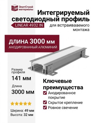 Интегрируемый светодиодный профиль LINEAR 4932 IN