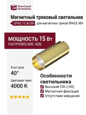 Магнитный трековый светильник SPIKE 15.40 BR