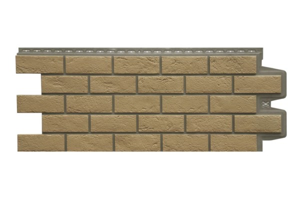 Фасадная панель Grand Line, Старинный кирпич Design Plus, Цвет Солома (Темно-бежевый шов)